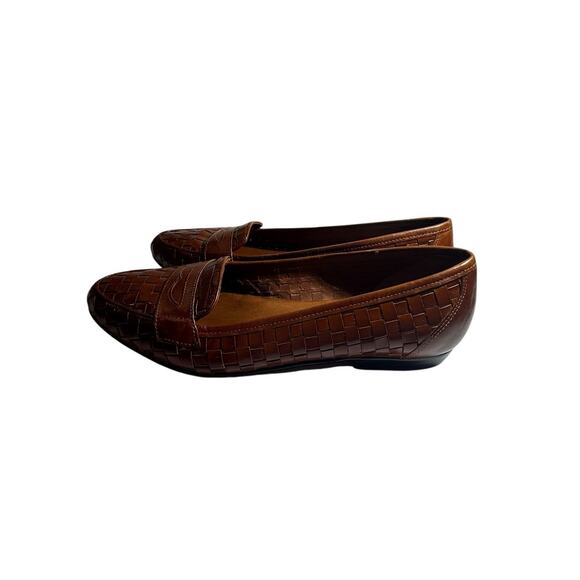 Vintage G.H. Bass Tailored Luxury Line 7 Brown Woven Leather Loafers Hand Sewn - Picture 6 of 14